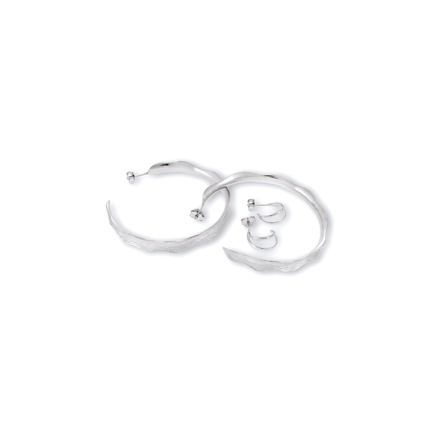 925 Sterling Silver Rhodium Plated Large Earrings SER3016 - FJewellery