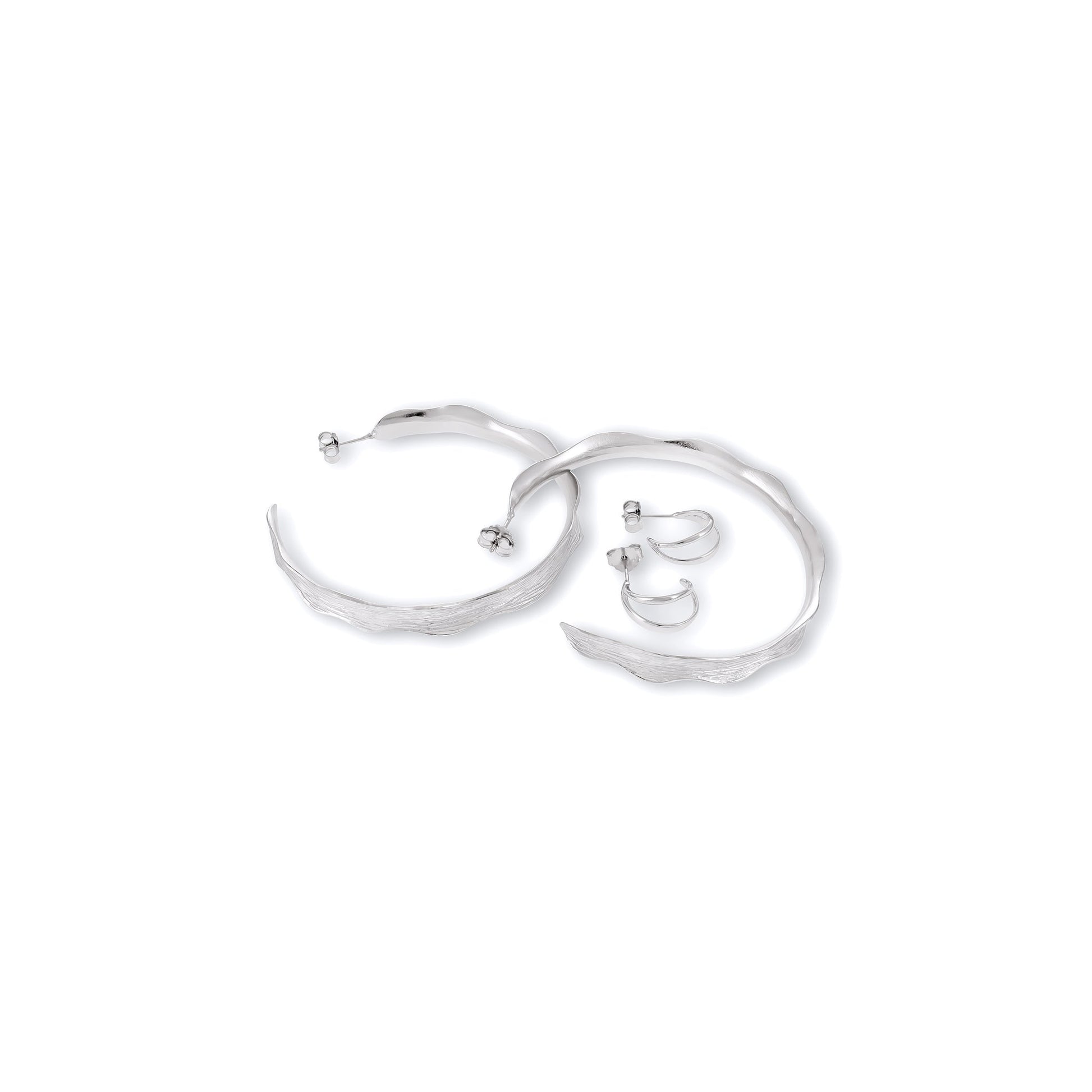 925 Sterling Silver Rhodium Plated Large Earrings SER3016 - FJewellery