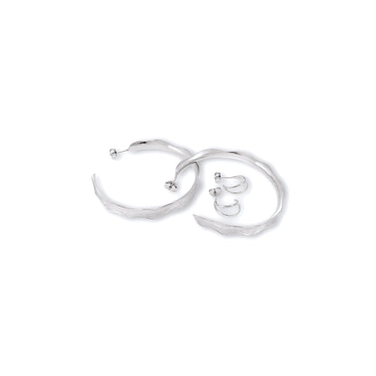 925 Sterling Silver Rhodium Plated Large Earrings SER3016 - FJewellery