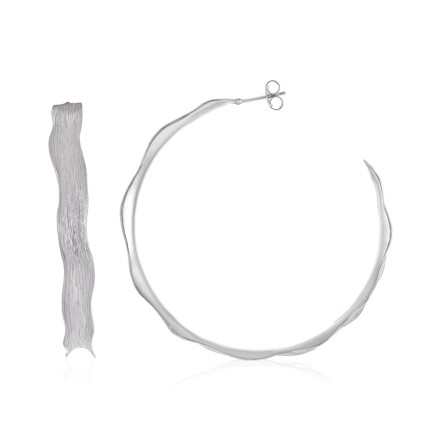 925 Sterling Silver Rhodium Plated Large Earrings SER3016 - FJewellery