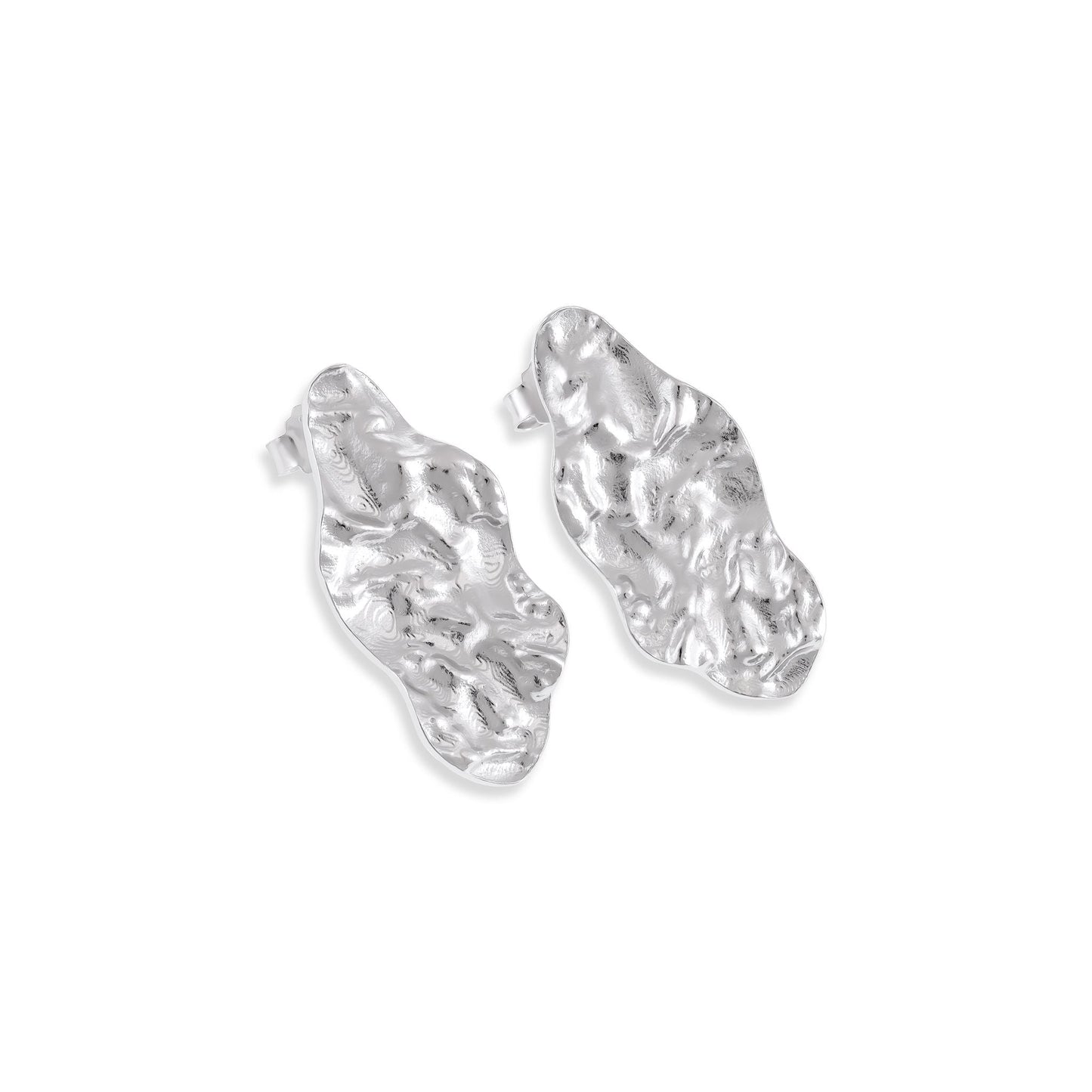 925 Sterling Silver Rhodium Plated Long Nugget Earrings SER3002 - FJewellery