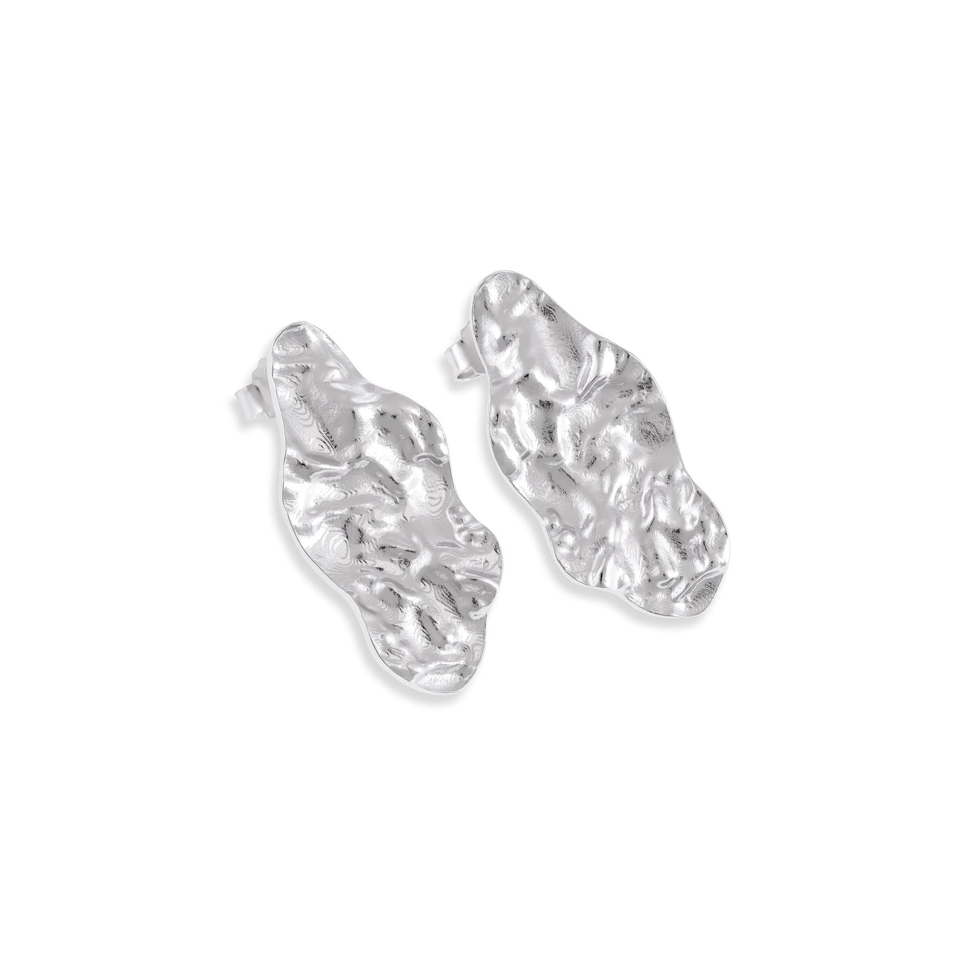 925 Sterling Silver Rhodium Plated Long Nugget Earrings SER3002 - FJewellery