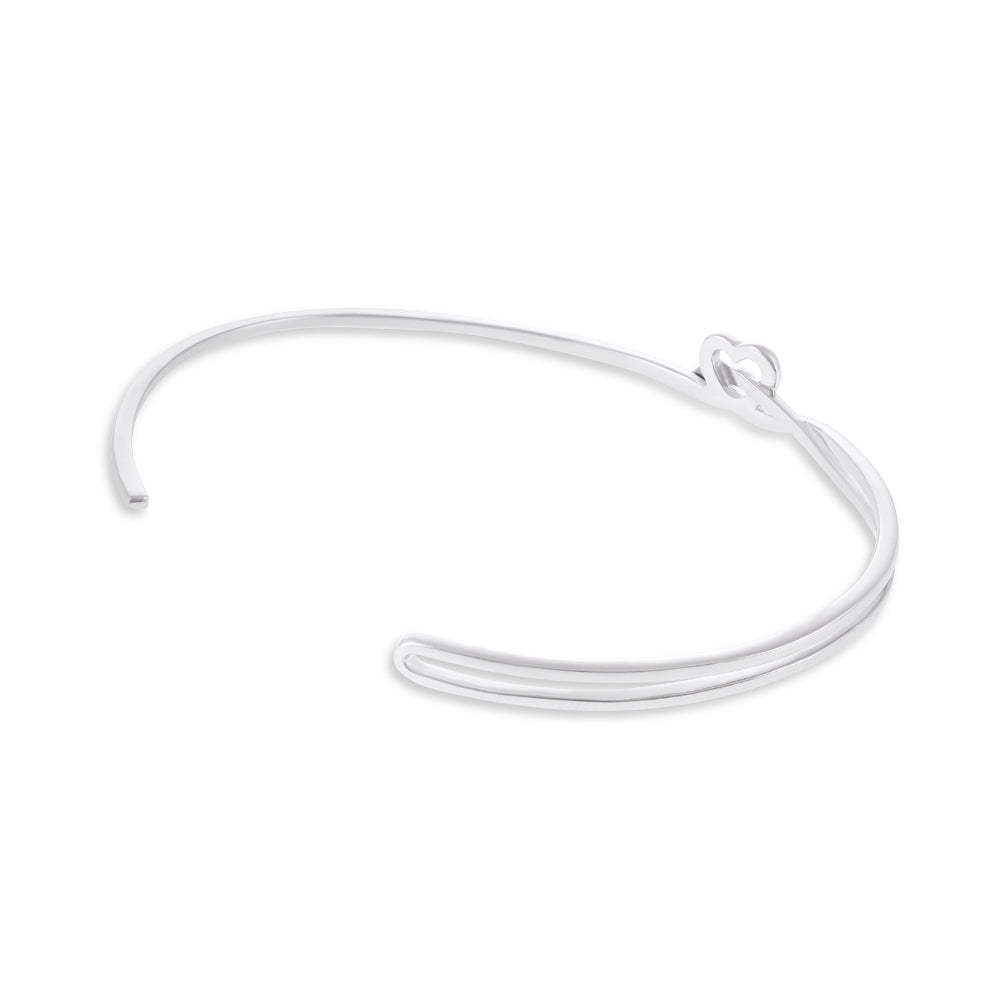 925 Sterling Silver Rhodium Plated Love Bangle 61x51mm SBN1001 - FJewellery