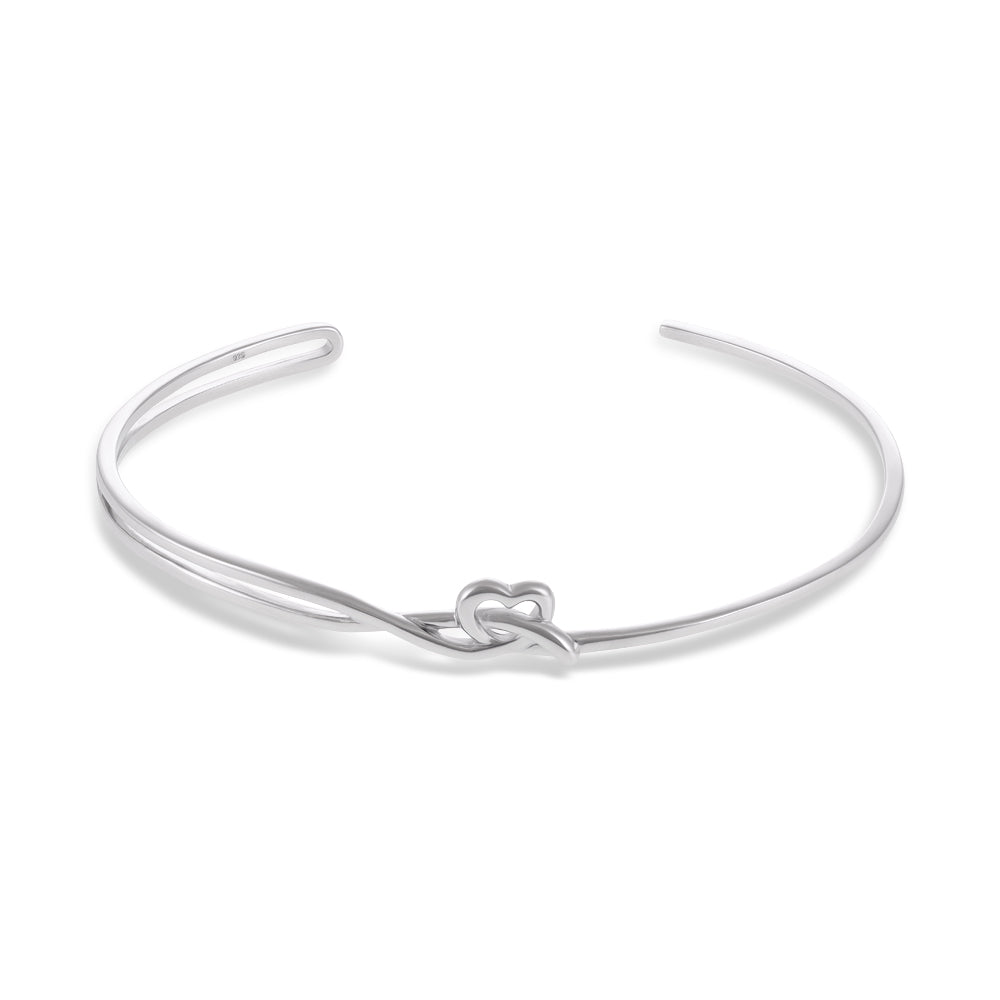 925 Sterling Silver Rhodium Plated Love Bangle 61x51mm SBN1001 - FJewellery