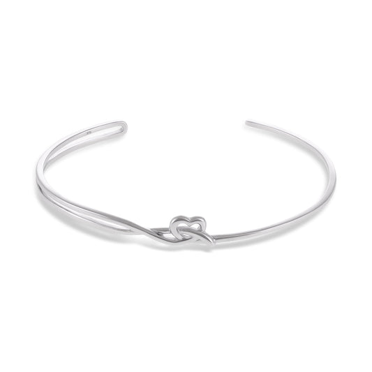 925 Sterling Silver Rhodium Plated Love Bangle 61x51mm SBN1001 - FJewellery