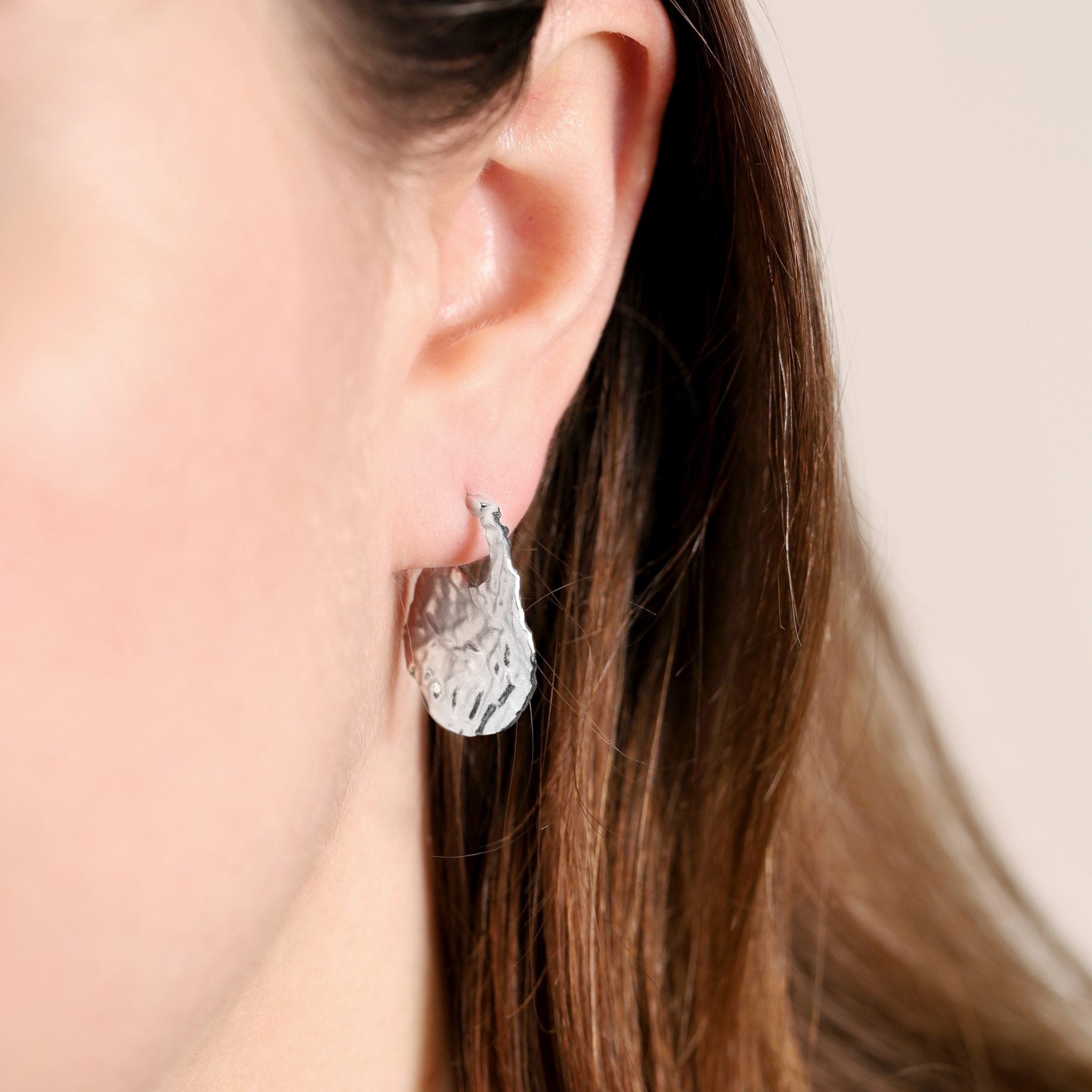 925 sterling silver rhodium plated nugget earrings SER3004 - FJewellery