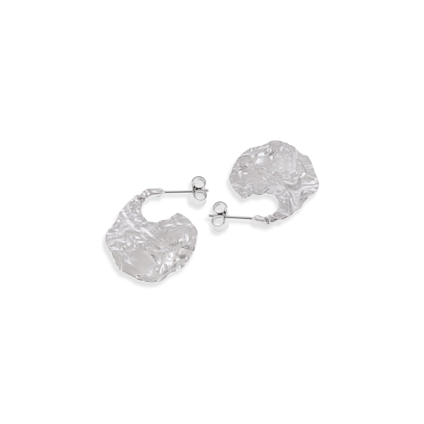925 Sterling Silver Rhodium Plated Nugget Earrings SER3004 - FJewellery