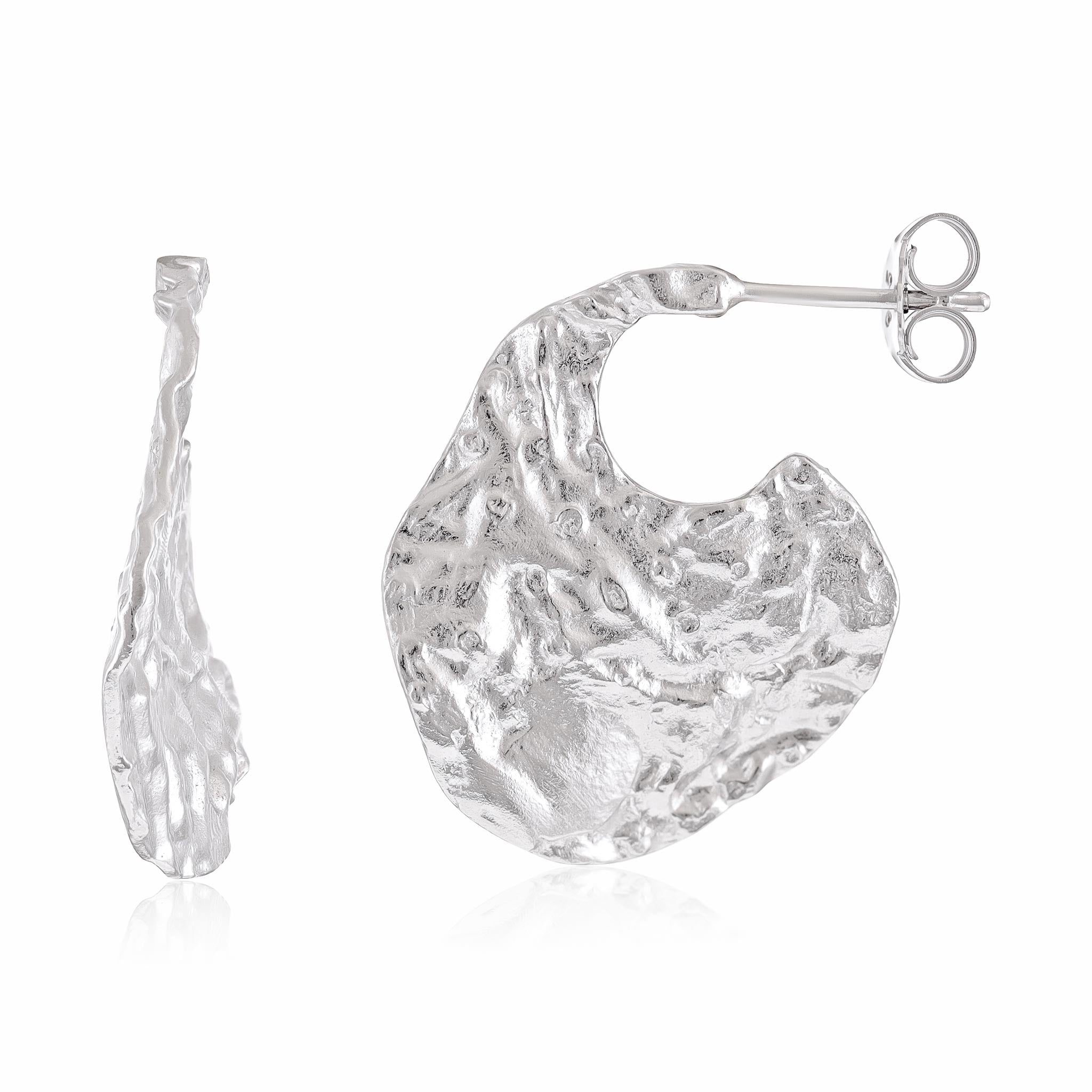 925 sterling silver rhodium plated nugget earrings SER3004 - FJewellery