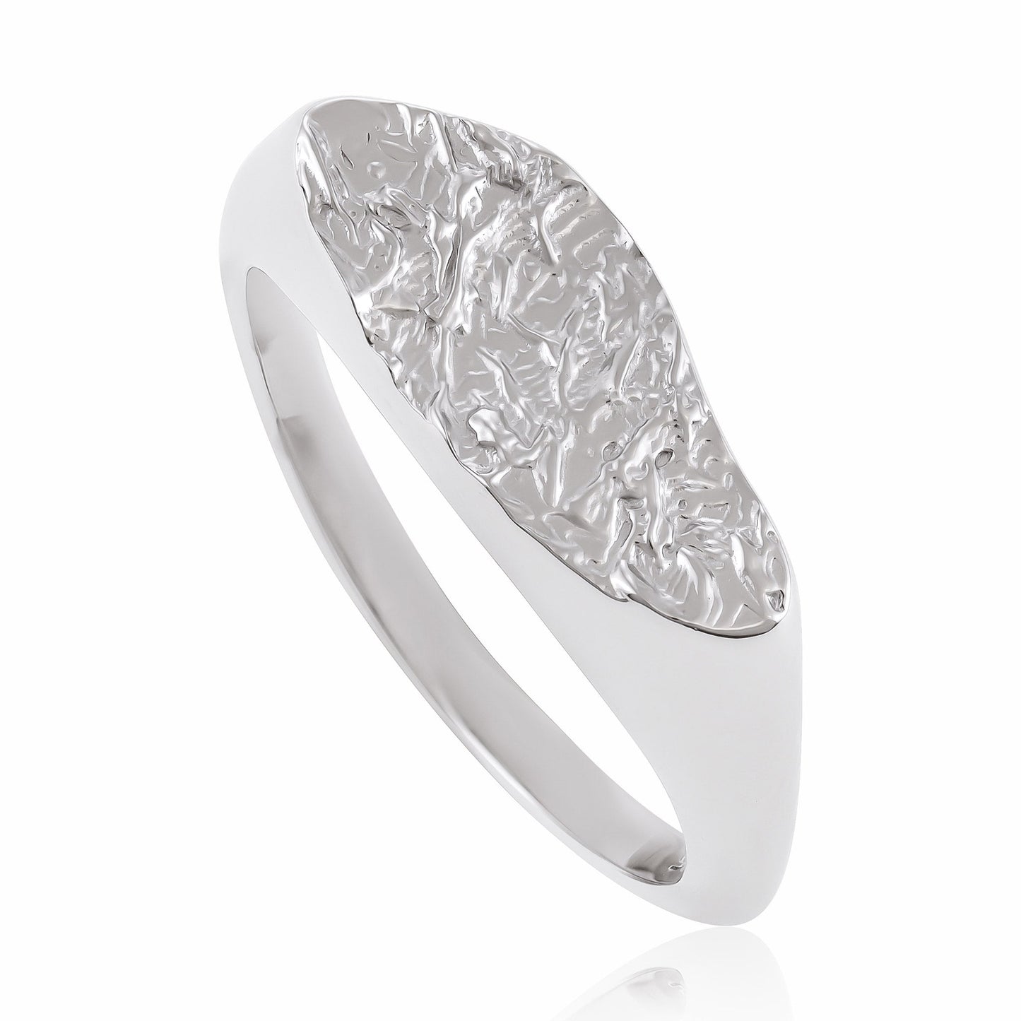 925 Sterling Silver  Rhodium Plated Nugget Ring