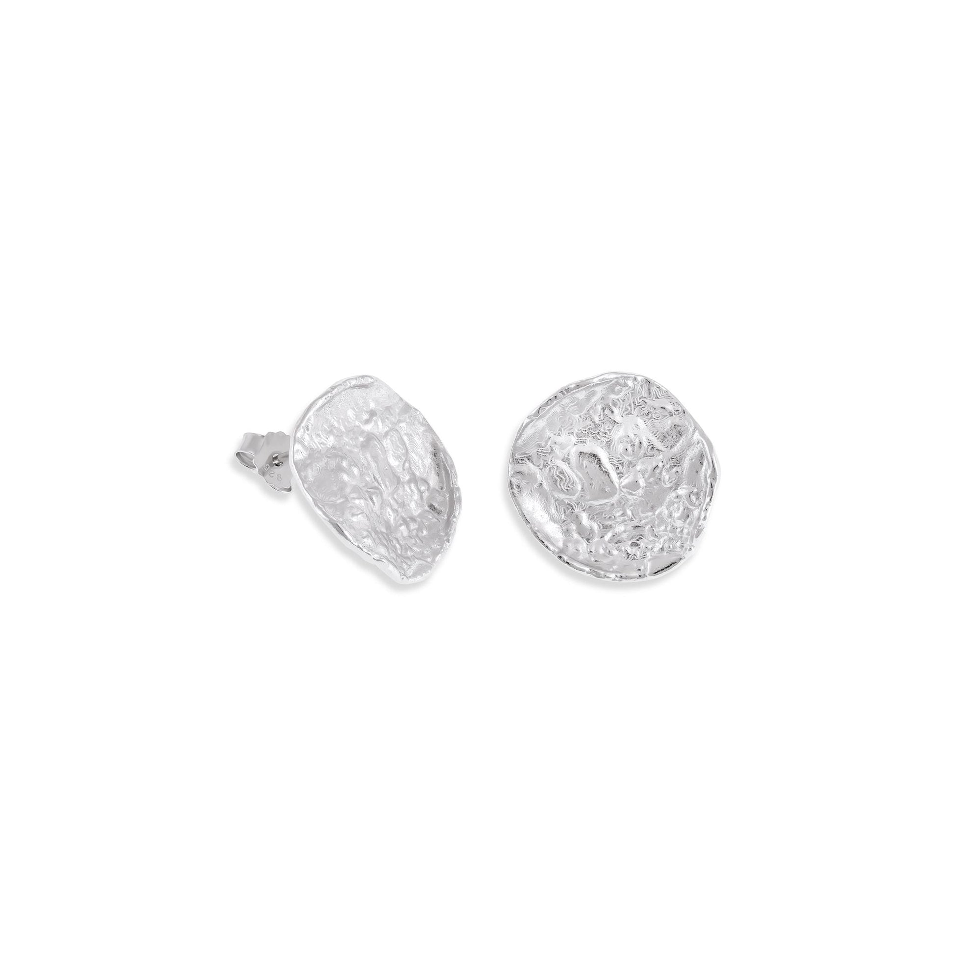 925 sterling silver rhodium plated round nugget earrings SER3001 - FJewellery
