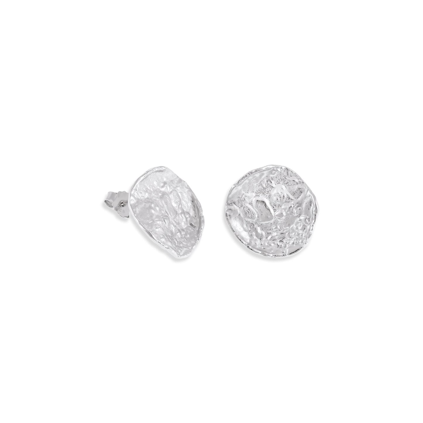 925 Sterling Silver Rhodium Plated Round Nugget Earrings SER3001 - FJewellery