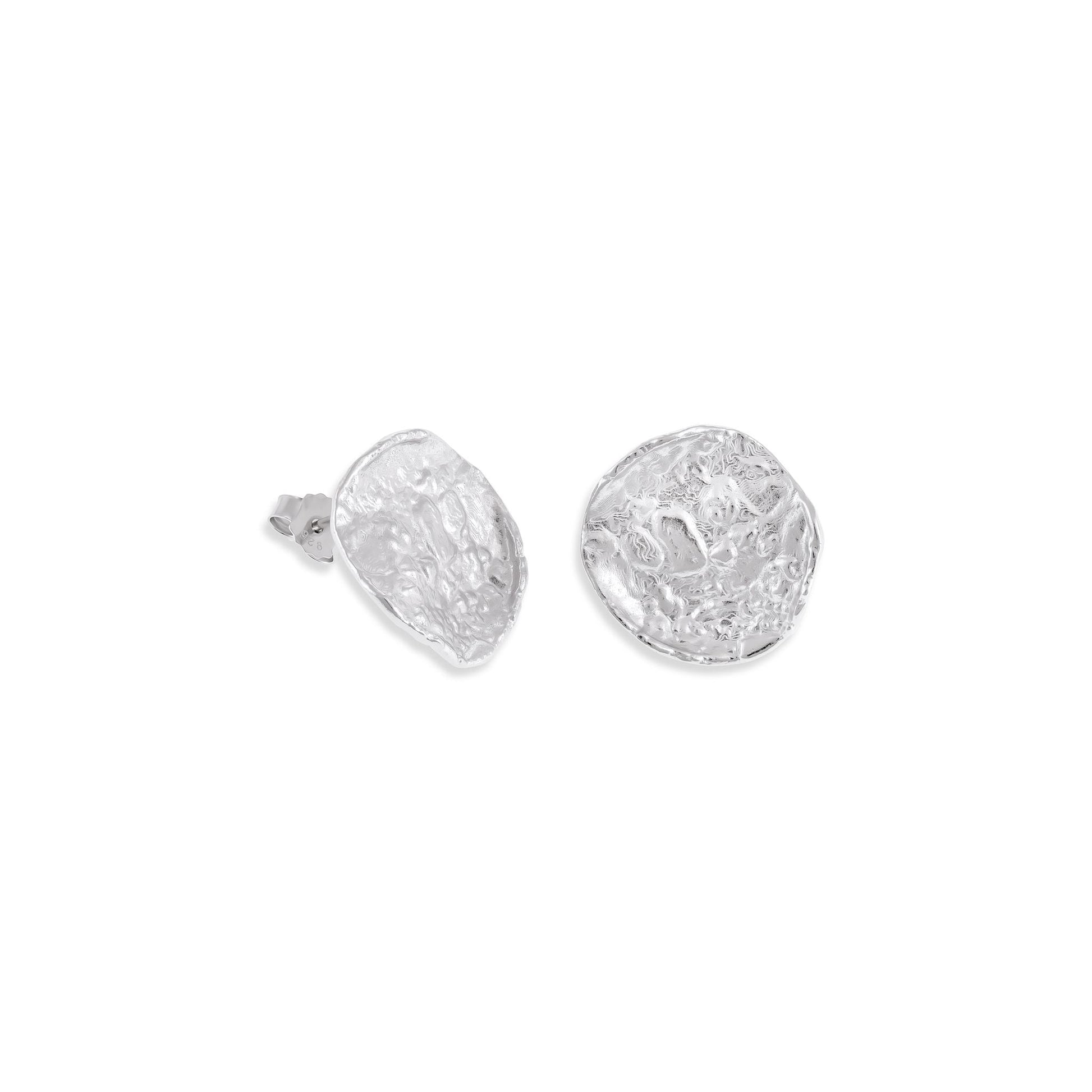 925 Sterling Silver Rhodium Plated Round Nugget Earrings SER3001 - FJewellery