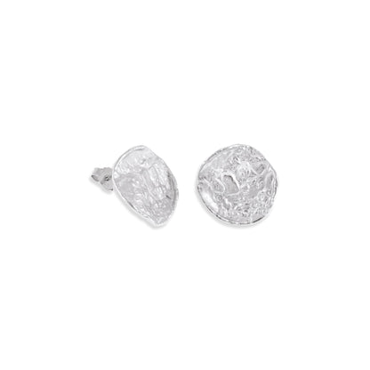 925 Sterling Silver Rhodium Plated Round Nugget Earrings SER3001 - FJewellery
