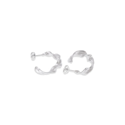 925 Sterling Silver Rhodium Plated Twisted Earring SER3007 - FJewellery
