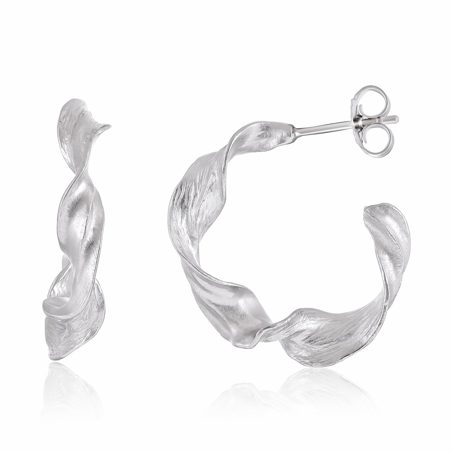 925 Sterling Silver Rhodium Plated Twisted Earring SER3007 - FJewellery