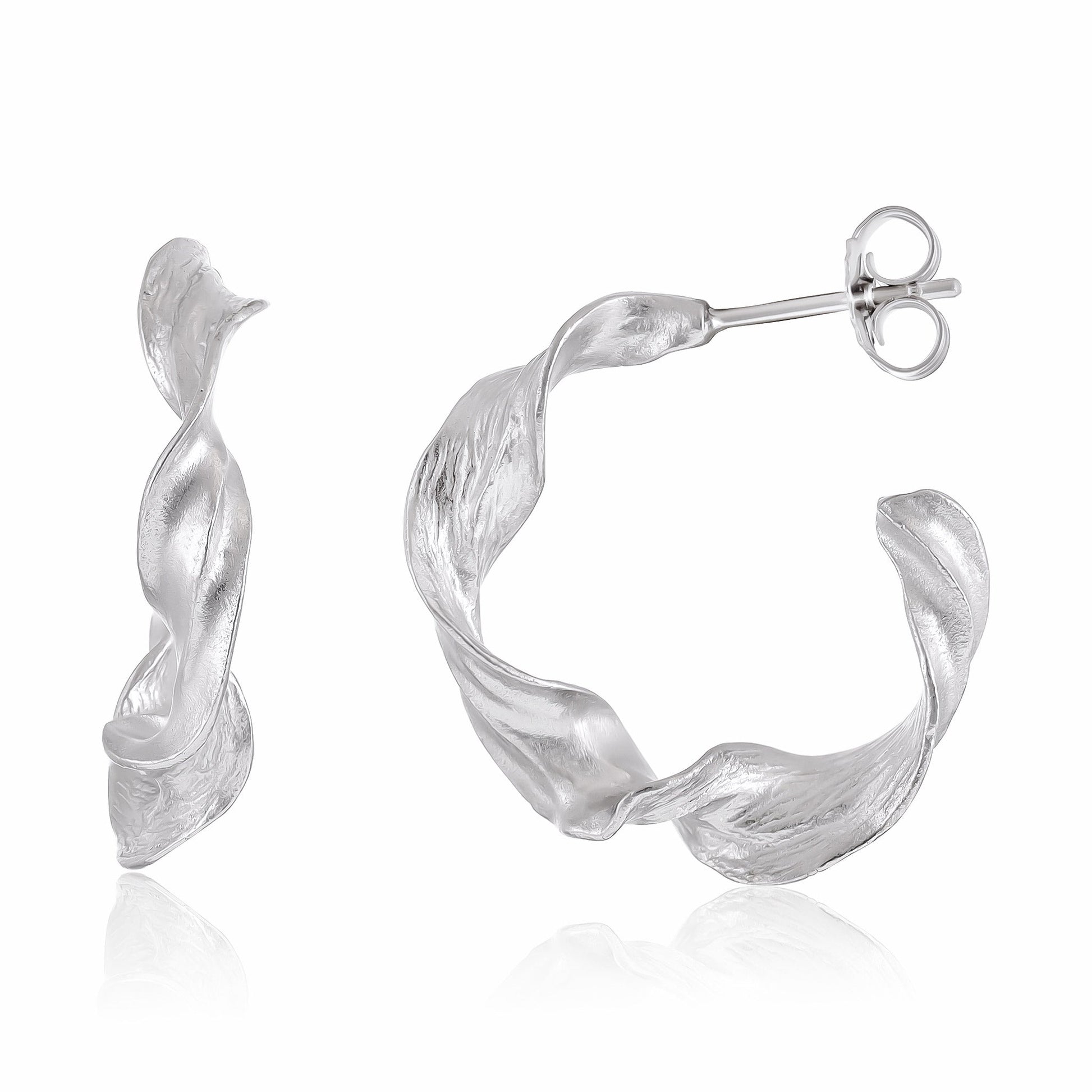 925 Sterling Silver Rhodium Plated Twisted Earring SER3007 - FJewellery