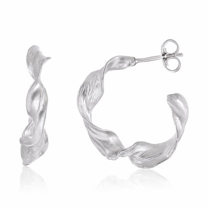 925 Sterling Silver Rhodium Plated Twisted Earring SER3007 - FJewellery