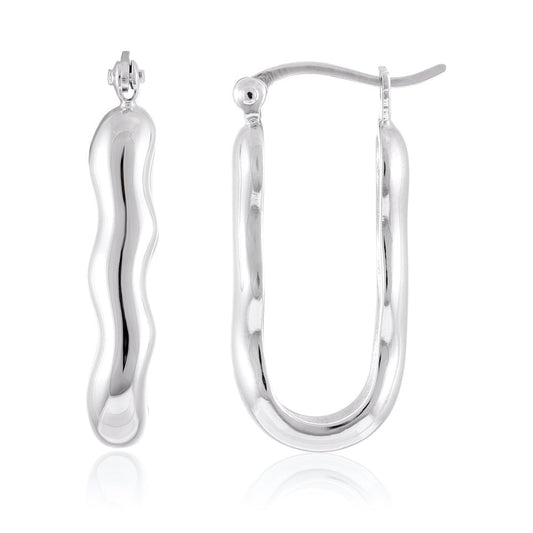 925 Sterling Silver Rhodium Plated Twisted Hoop Earrings SER1003 - FJewellery