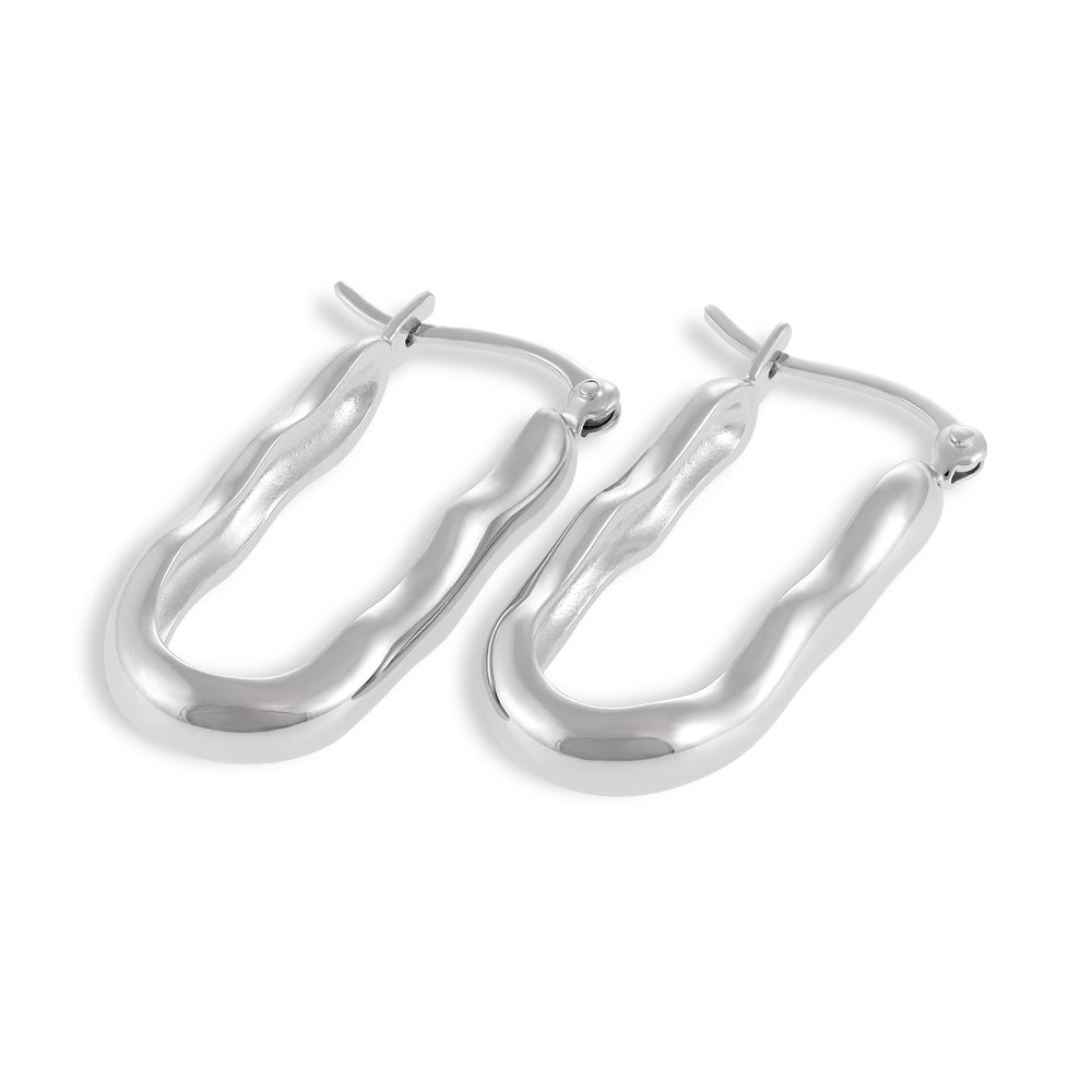 925 Sterling Silver Rhodium Plated Twisted Hoop Earrings SER1003 - FJewellery