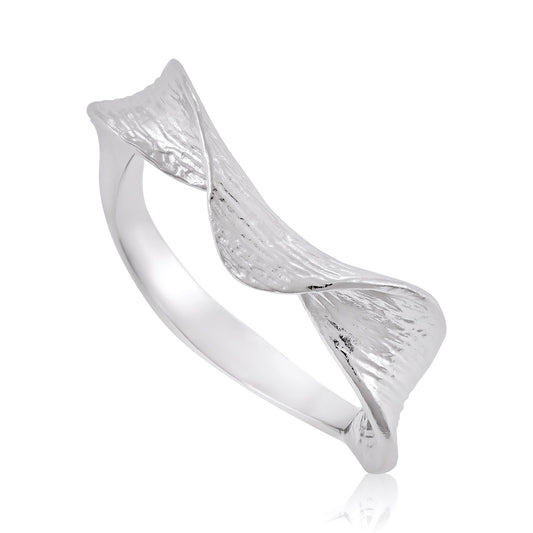 925 sterling silver rhodium plated twisted ring SRN3013 - FJewellery