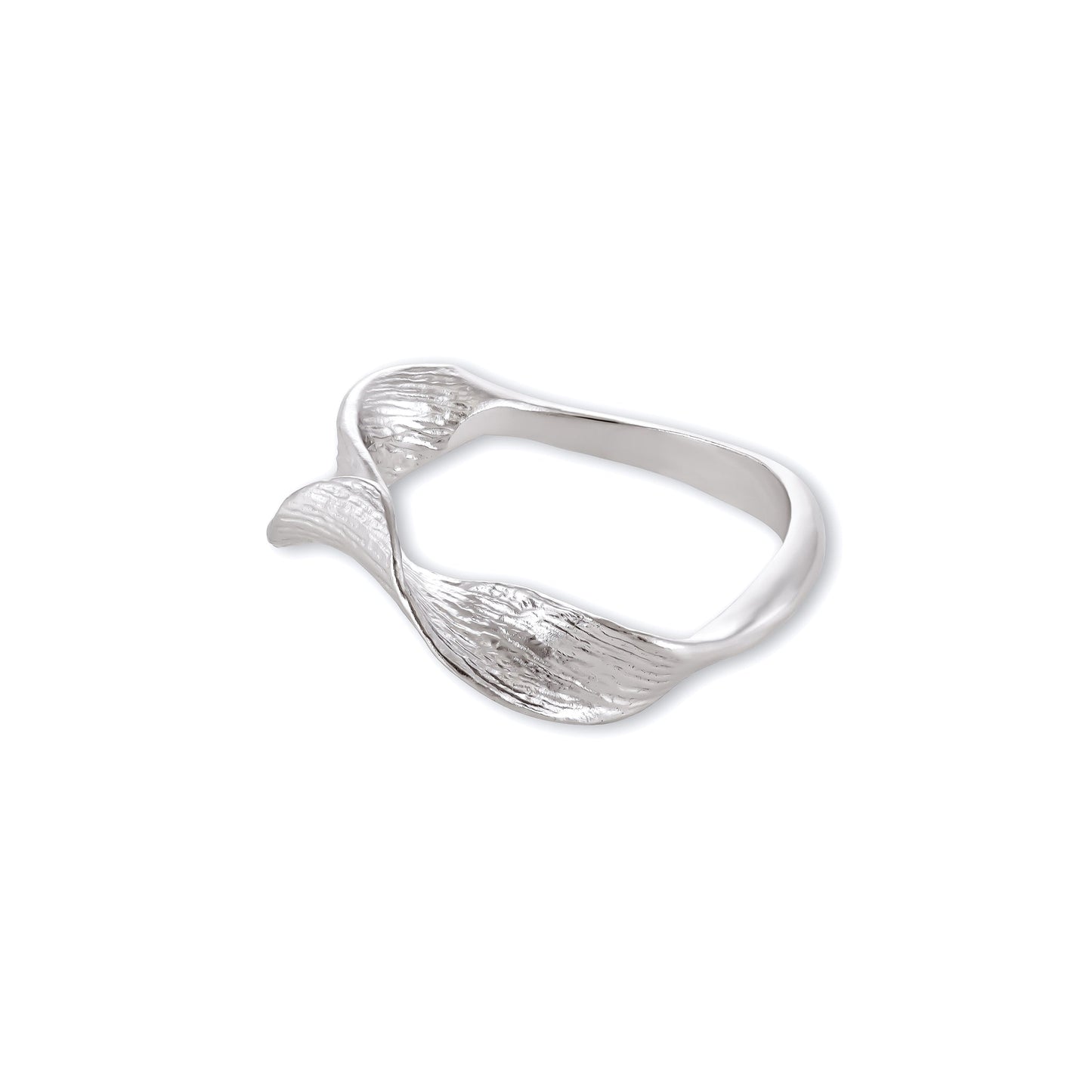 925 sterling silver rhodium plated twisted ring SRN3013 - FJewellery