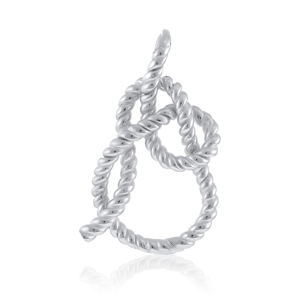 925 Sterling Silver Rhodium Plated Twisted Rope Knot Pendant SPD1002 - FJewellery
