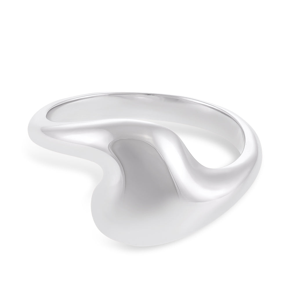 925 Sterling silver Rhodium plated wave ring SRN1003 - FJewellery