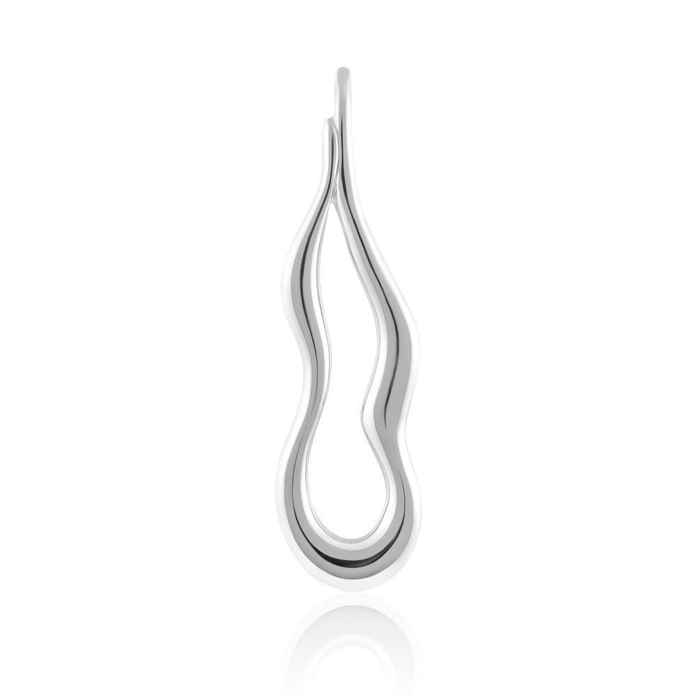 925 Sterling Silver Rhodium Plated Wavy Pendant SPD1006 - FJewellery