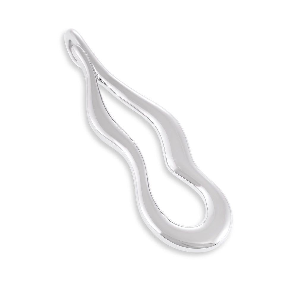 925 Sterling Silver Rhodium Plated Wavy Pendant SPD1006 - FJewellery