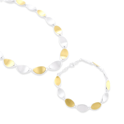 925 Sterling Silver Two Tone Necklace SNK10002 - FJewellery