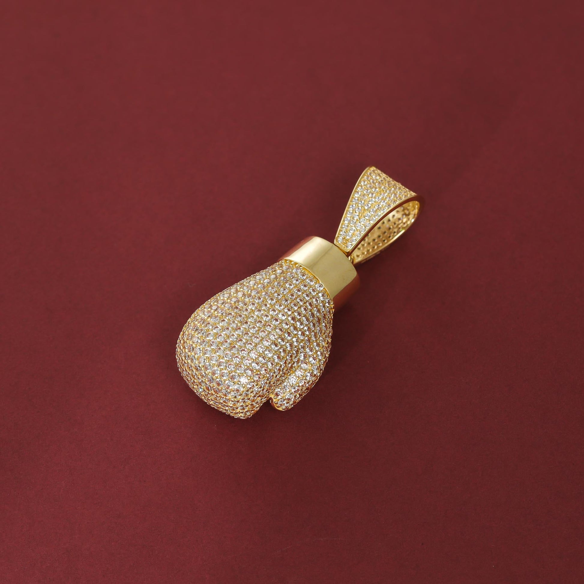 9ct Gold Boxing glove with big diamonds of cubic zirconia - FJewellery