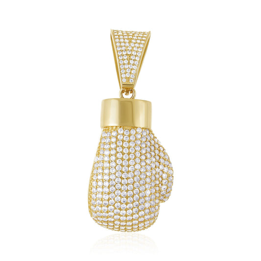 9ct Gold Boxing glove with big diamonds of cubic zirconia - FJewellery