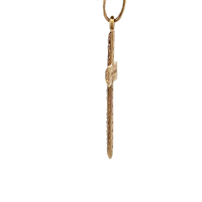 9ct Gold Cross Pendant with Clear Stone Detail - FJewellery