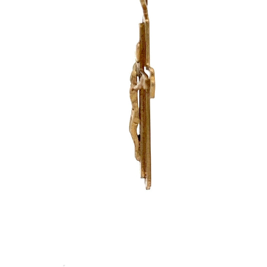 9ct Gold Crucifix Pendant with Openwork Cross Design - FJewellery