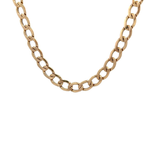 9ct Gold Curb Chain with Alternating Polished Links - FJewellery