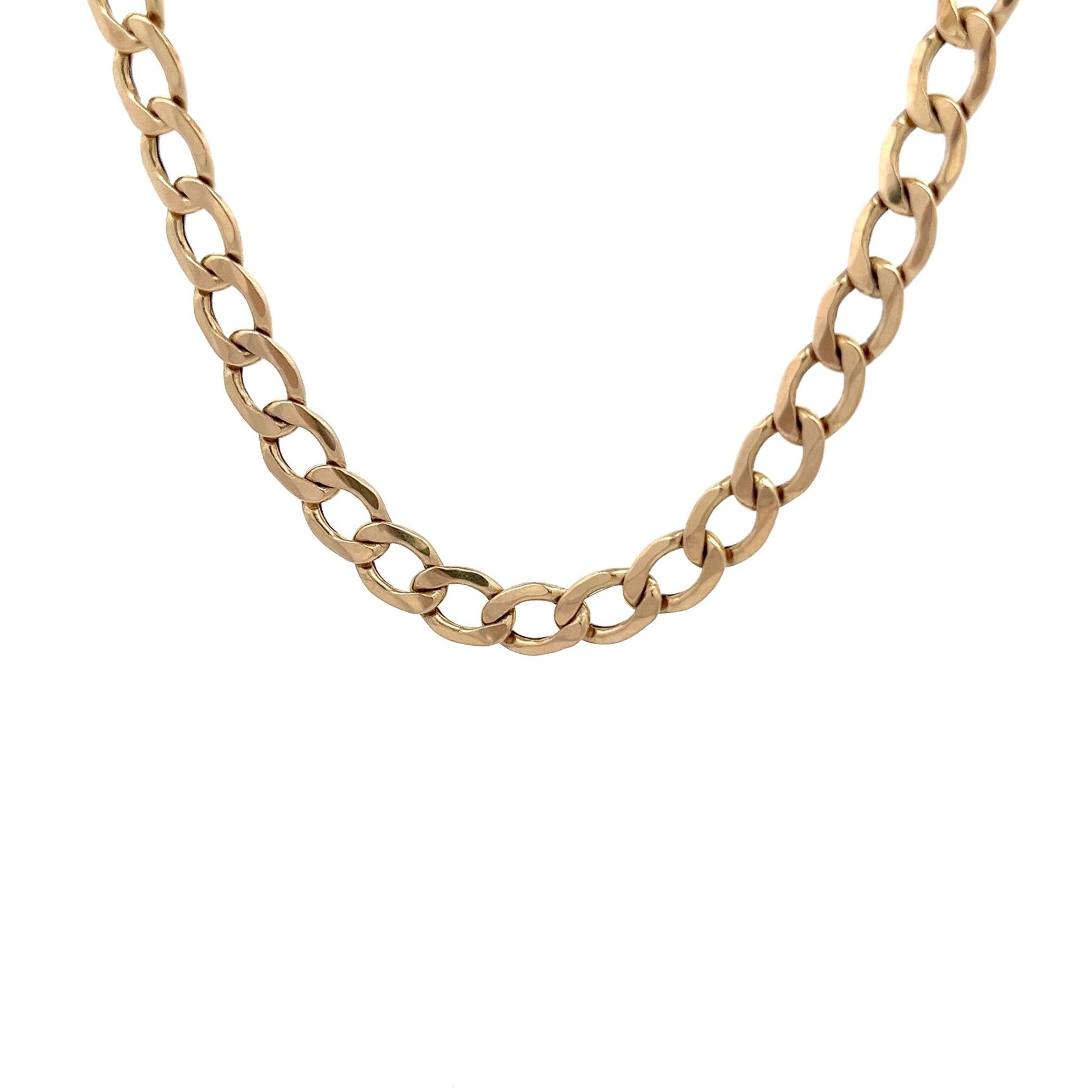 9ct Gold Curb Chain with Alternating Polished Links - FJewellery