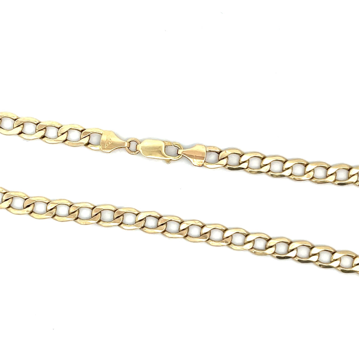 9ct Gold Curb Chain with Alternating Polished Links - FJewellery