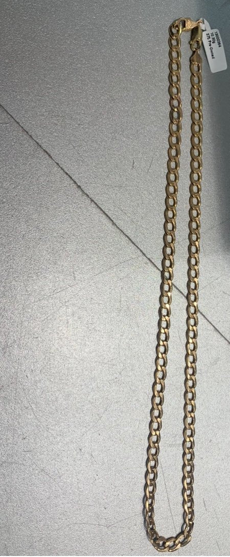 9ct Gold Curb Chain with Alternating Polished Links - FJewellery