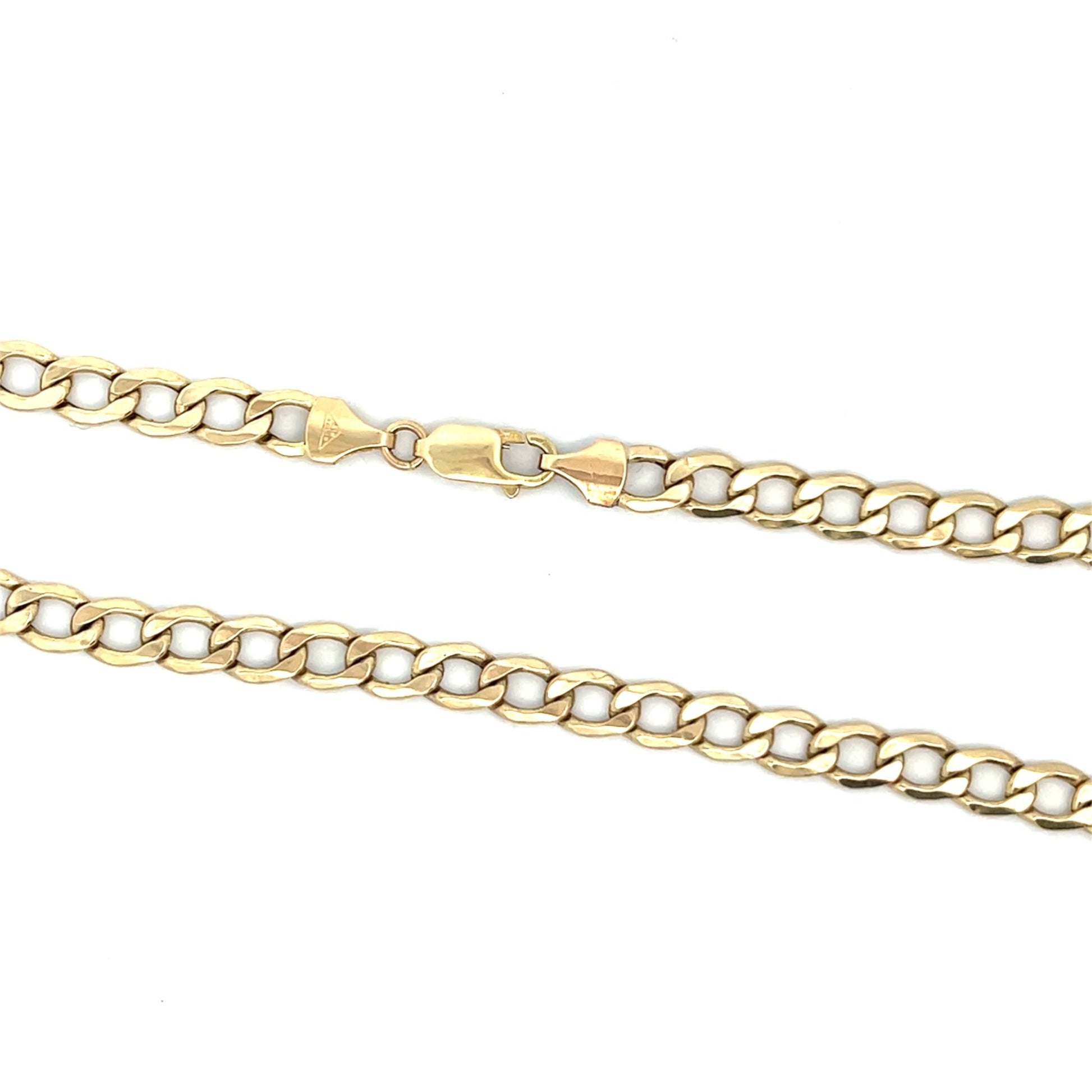 9ct Gold Curb Chain with Alternating Polished Links - FJewellery