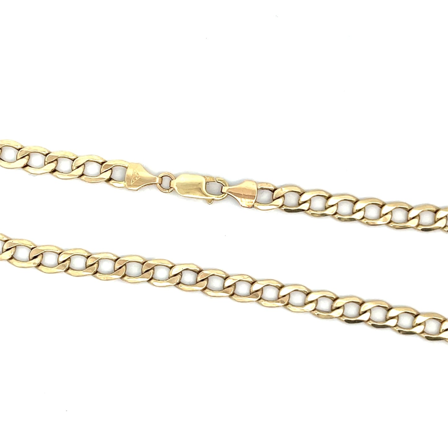 9ct Gold Curb Chain with Alternating Polished Links - FJewellery