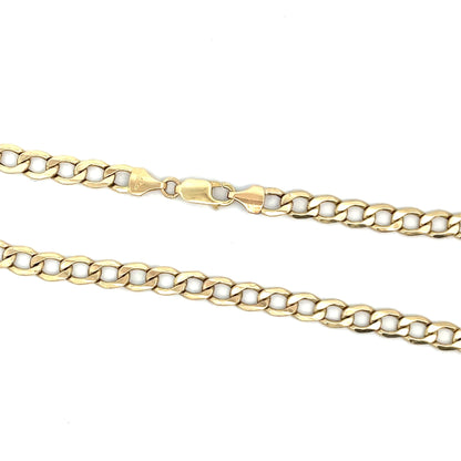 9ct Gold Curb Chain with Alternating Polished Links - FJewellery