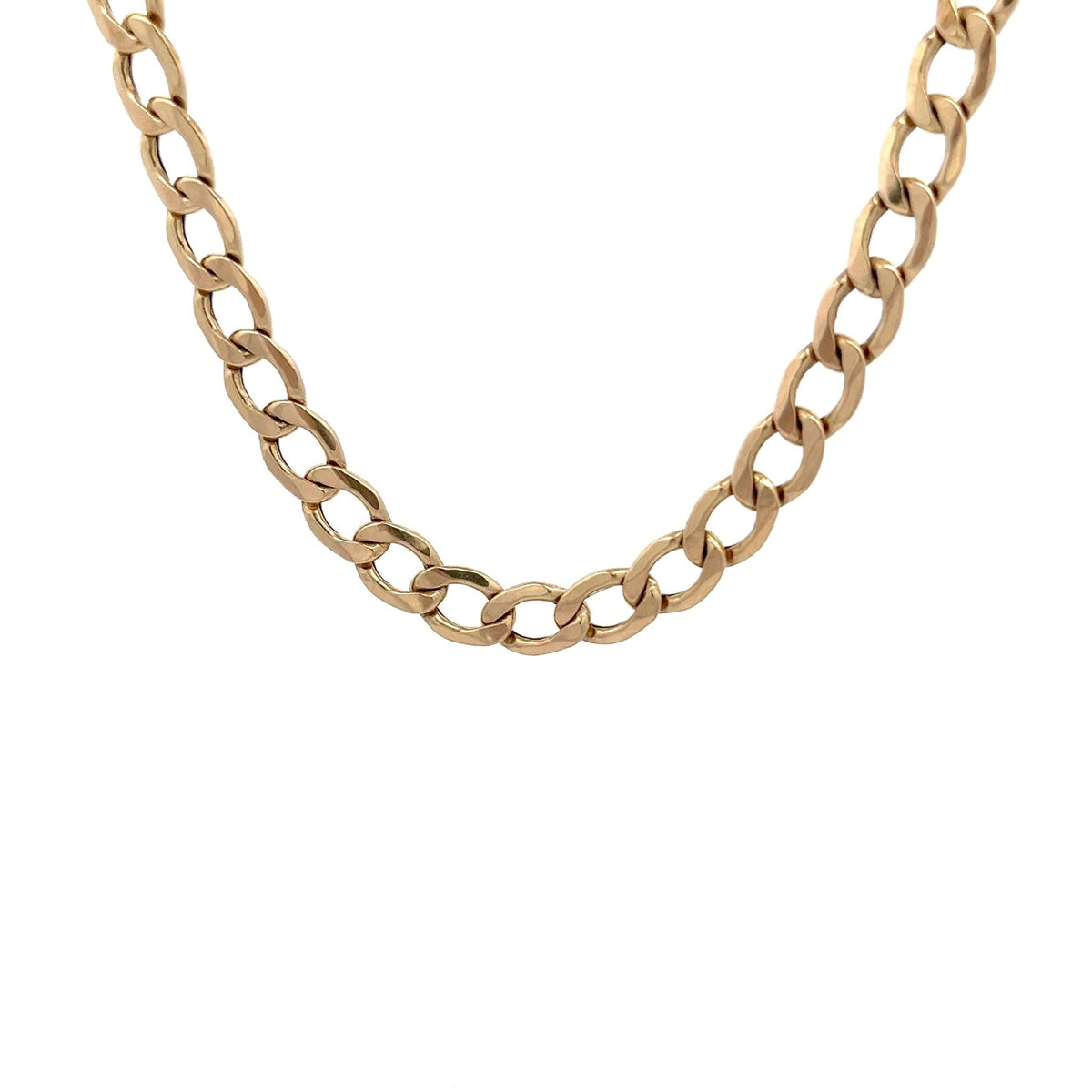 9ct Gold Curb Chain with Alternating Polished Links - FJewellery