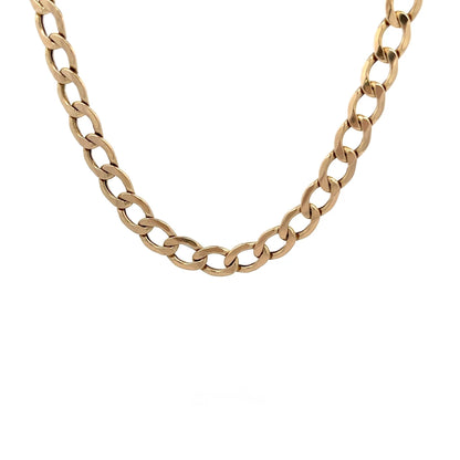 9ct Gold Curb Chain with Alternating Polished Links - FJewellery