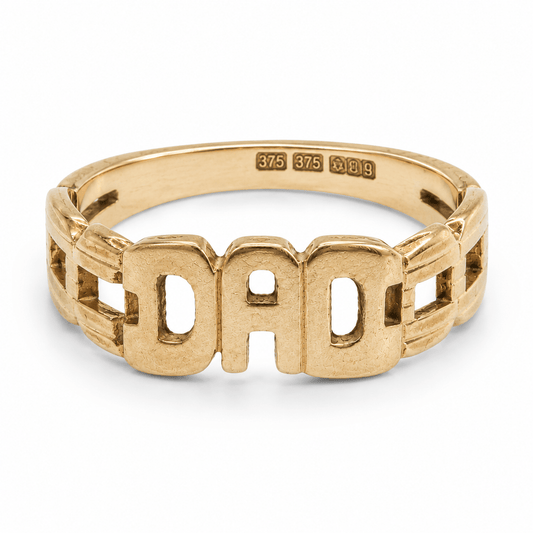 9ct Gold Openwork Geometric Pattern Ring - FJewellery