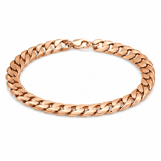 9ct Gold Rose-Coloured Curb Link Bracelet - FJewellery