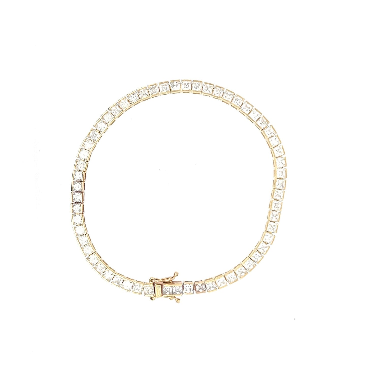 9ct Gold Stone-Set Square Link Bracelet - FJewellery