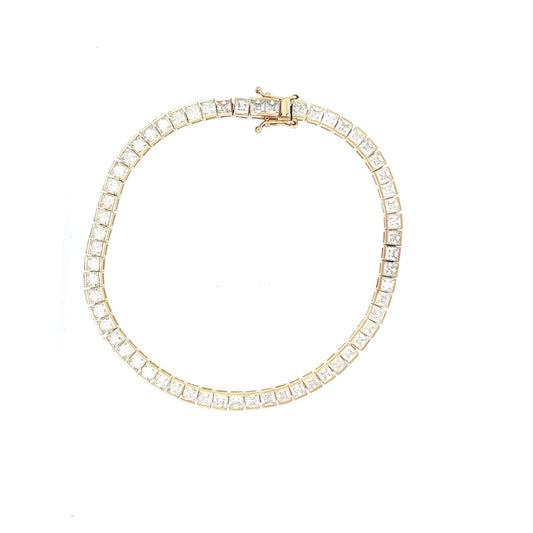 9ct Gold Stone-Set Square Link Bracelet - FJewellery