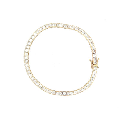 9ct Gold Stone-Set Square Link Bracelet - FJewellery