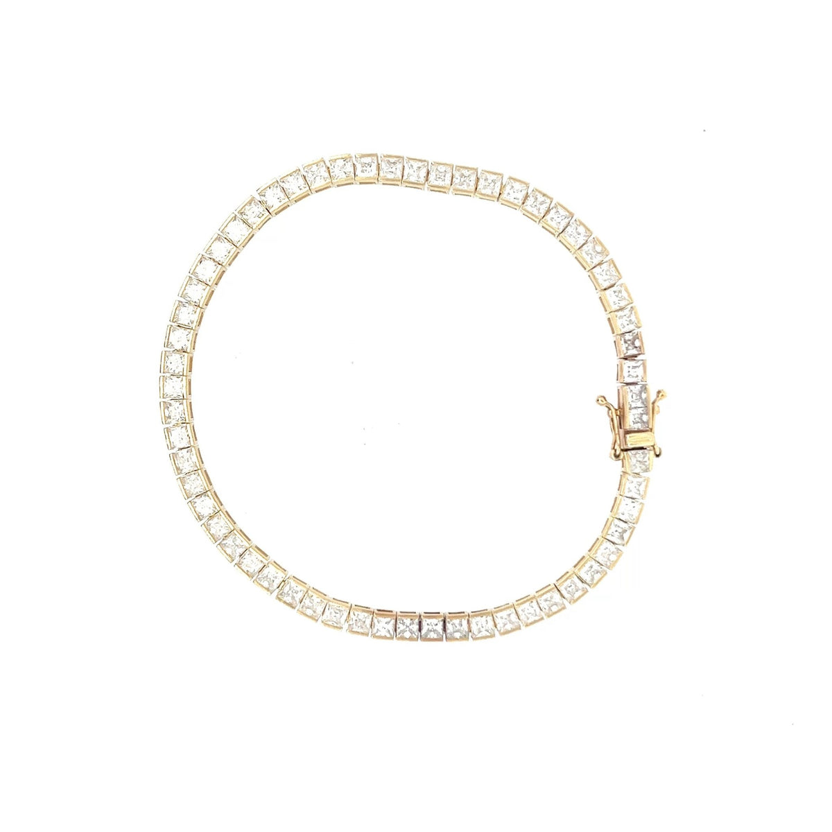 9ct Gold Stone-Set Square Link Bracelet - FJewellery