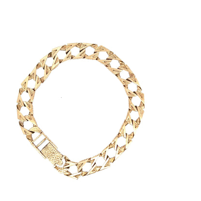 9ct Gold Textured Geometric Link Bracelet - FJewellery